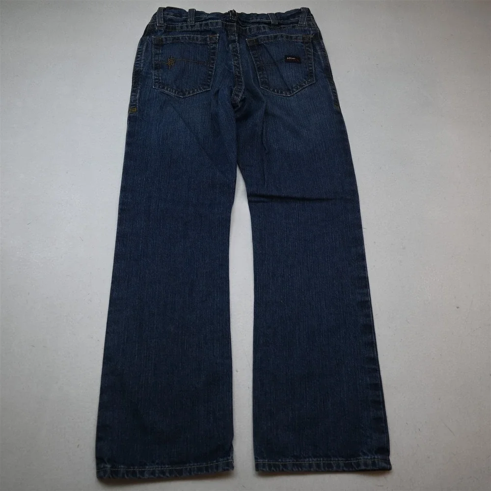 Ariat 30x32 Dark Bold Stitch Stretch Denim FR M4 Relaxed Bootcut Mens Jeans